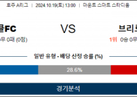 10월19일 A리그 오클랜드 브리즈번 아시아축구분석 스포츠분석