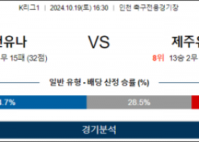 10월19일 K리그 인천 제주 아시아축구분석 스포츠분석