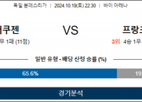 10월19일 분데스리가 레버쿠젠 프랑크푸르트 해외축구분석 스포츠분석