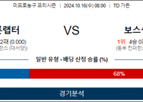 10월 16일 08:00 NBA 프리시즌 토론토 보스턴 미국프로농구분석 스포츠분석