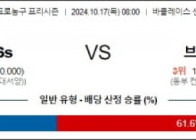 10월 17일 08:00 NBA 프리시즌 필라델피아 브루클린 미국프로농구분석 스포츠분석