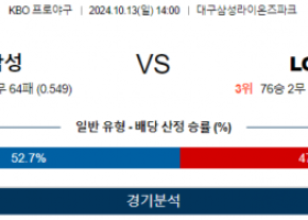 10월 13일 14:00 KBO 삼성 LG 한일야구분석  스포츠분석