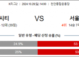 10월20일 K리그2 천안 이랜드 아시아축구분석 스포츠분석