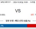 10월 20일 18:00 NPB 요미우리 요코하마 한일야구분석 스포츠분석