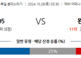 10월26일 분데스리가 마인츠 묀헨글라트바흐 해외축구분석 스포츠분석