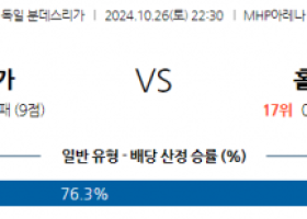 10월26일 분데스리가 VfB 슈투트가르트 홀슈타인 킬 해외축구분석 스포츠분석