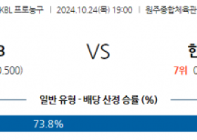 10월 24일 19:00 원주DB 대구한국가스공사 국내외농구분석  스포츠분석