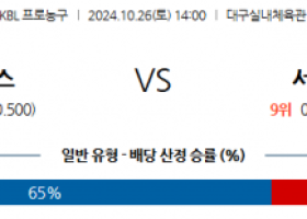 10월 26일 KBL 대구한국가스공사 서울삼성 국내외농구분석 스포츠분석