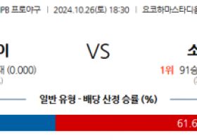 10월 26일 18:30 NPB 요코하마 소프트뱅크 한일야구분석 스포츠분석