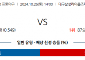 10월 26일 14:00 KBO 삼성 KIA 한일야구분석 스포츠분석