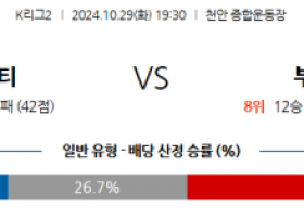 10월29일 K리그2 천안 부천 아시아축구분석 스포츠분석