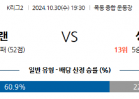 10월30일 K리그 2 서울 이랜드 FC 성남 FC 아시아축구분석 스포츠분석