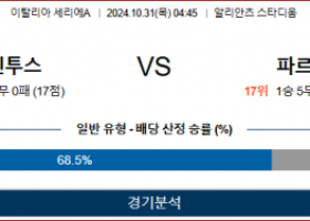 10월31일 세리에A 유벤투스 파르마 해외축구분석 스포츠분석