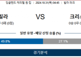 10월31일 캐피털원컵 아스톤빌라 크리스탈 해외축구분석 스포츠분석