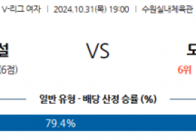 10월31일 V-리그 (여) 현대건설 도로공사 국내배구분석 스포츠분석